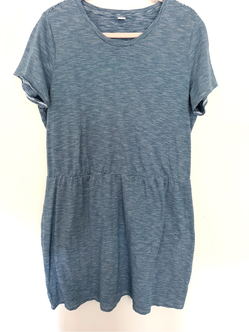 Old Navy Blue & White Striped Short Sleeve T-Shirt Dress